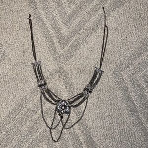 Boho Vintage Silver Long Necklace